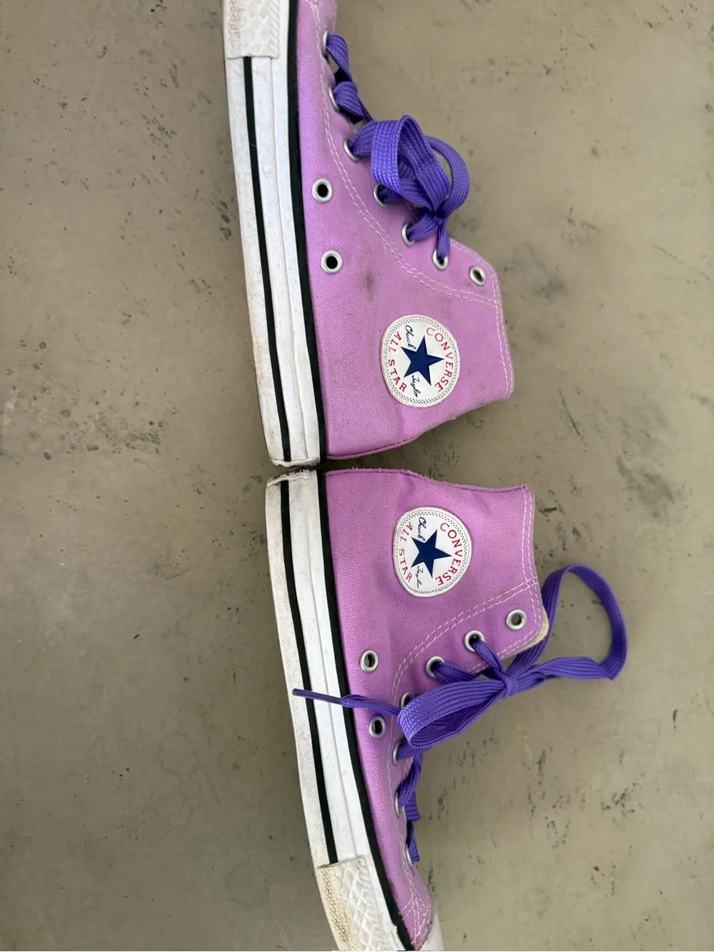 Converse Lavender Canvas High-Tops with Purple Laces